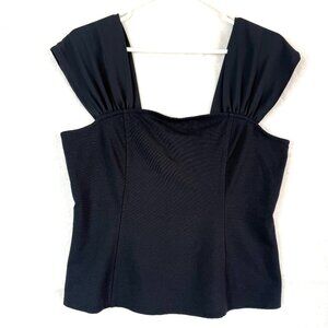 Anthropologie Meadow Rue Rendezvous Cropped Feminine Blouse Womens L Black
